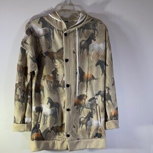 Women's Beige Horse Print Jacket
